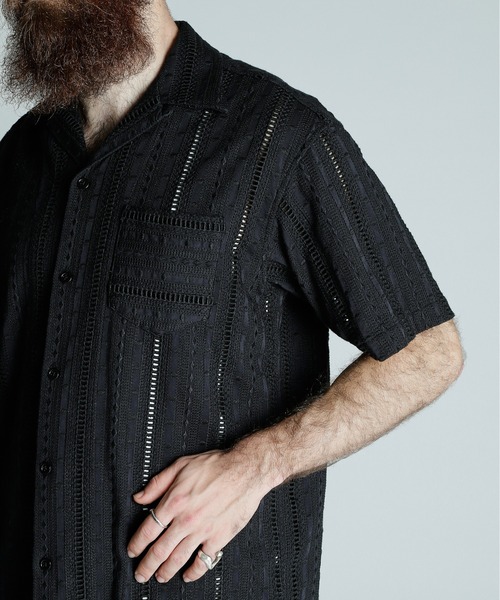 試着のみSchott CR SHIRT ’EMBROIDERY XL 黒　シャツ Schott/ショット/CR SHIRT 'EMBROIDERY'/コットン レーヨン 刺繍