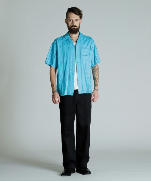 schott（ショット）の「Schott/ショット/CR SHIRT "EMBROIDERY"/コットン レーヨン 刺繍シャツ（シャツ/ブラウス・メンズ・オレンジ/サックスブルー/ブラック/クリーム・XL/L/M/2XL）」の14枚目の写真