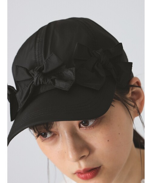 Ray BEAMS（レイビームス）の「【別注】Casselini / フロント リボン キャップ（キャップ・レディース・ブラック/ライトグレー・ONE SIZE）」の2枚目の写真