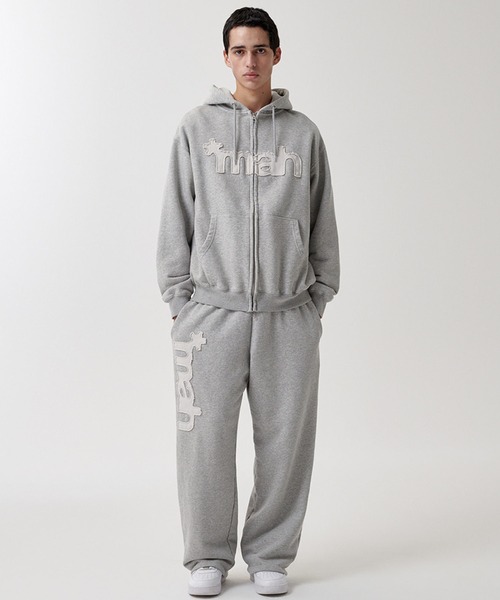 mahagrid/マハグリッド』 CUT OFF APPLIQUE ZIP-UP HOODIE