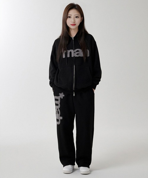 MAHAGRID（マハグリッド）の「『mahagrid/マハグリッド』 CUT OFF APPLIQUE ZIP-UP HOODIE/カットオフアップリケ ジップアップ パーカー（パーカー・レディース・グレー/ブラック・L/M）」の18枚目の写真