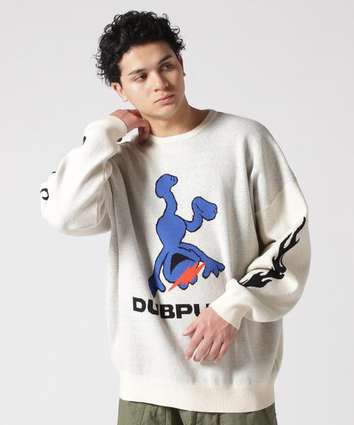 TAIN DOUBLE PUSH（タインダブルプッシュ）の「TAIN DOUBLE PUSH/タインダブルプッシュ/Exc. CREW KNIT（ニット/セーター・メンズ・ブラック/ブルー/ホワイト・L/M）」の2枚目の写真