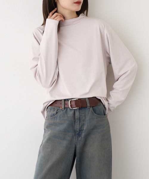 FUNALIVE(ファンアライブ)の「モックネック 裏起毛 無地 長袖 Tシャツ(Tシャツ/カットソー・メンズ・ホワイト/チャコールグレー/ブラック/グレイッシュベージュ/ベージュ/ネイビー・L/LL/M)」の1枚目の写真