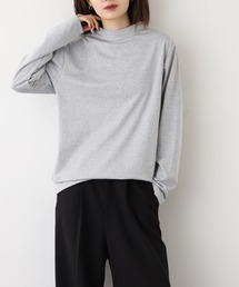 モックネック 裏起毛 無地 長袖 Tシャツ