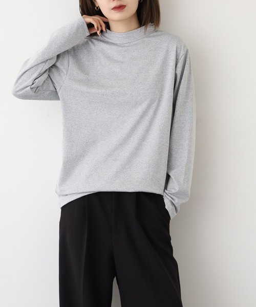 FUNALIVE(ファンアライブ)の「モックネック 裏起毛 無地 長袖 Tシャツ(Tシャツ/カットソー・メンズ・ホワイト/チャコールグレー/ブラック/グレイッシュベージュ/ベージュ/ネイビー・L/LL/M)」の3枚目の写真
