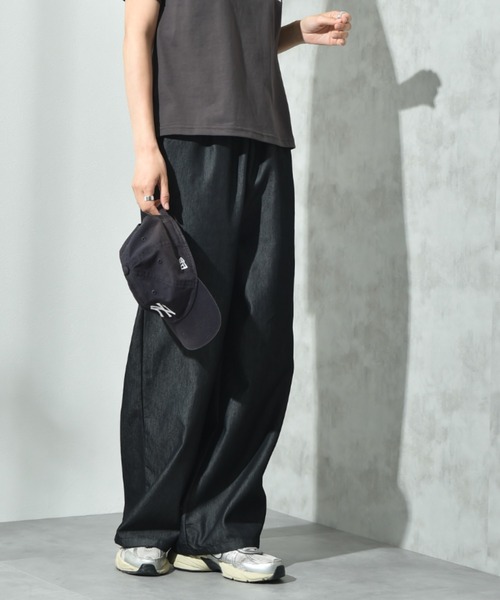 INTERPLANET(インタープラネット)の「ライトデニムワイドパンツ(デニムパンツ・レディース・ネイビー/ブラック/サックスブルー/ブルー・FREE)」の13枚目の写真