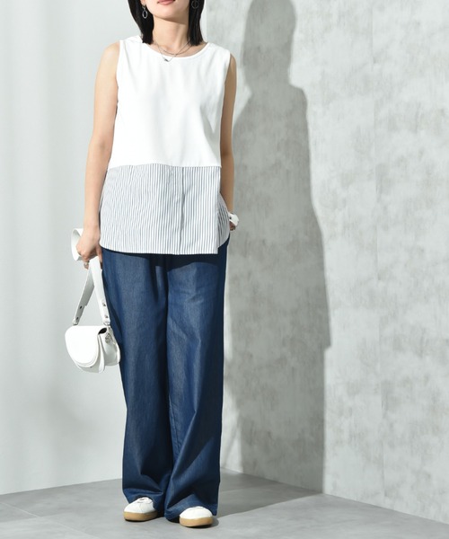 INTERPLANET(インタープラネット)の「ライトデニムワイドパンツ(デニムパンツ・レディース・ネイビー/ブラック/サックスブルー/ブルー・FREE)」の18枚目の写真