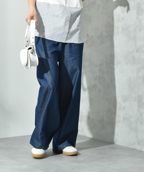 INTERPLANET(インタープラネット)の「ライトデニムワイドパンツ(デニムパンツ・レディース・ネイビー/ブラック/サックスブルー/ブルー・FREE)」の19枚目の写真