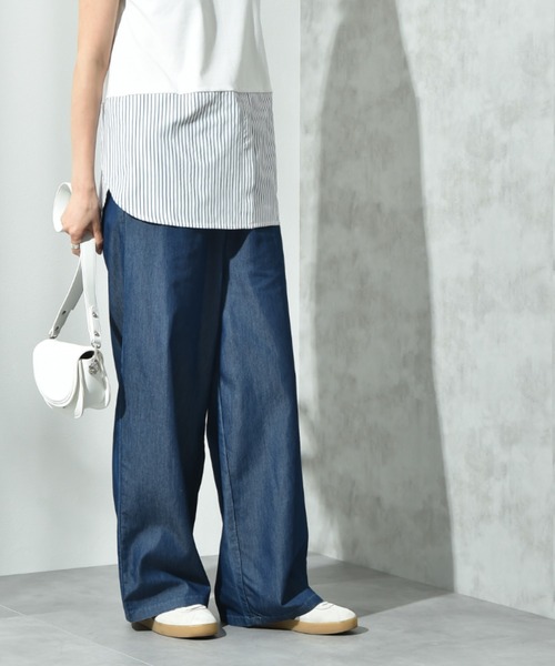 INTERPLANET(インタープラネット)の「ライトデニムワイドパンツ(デニムパンツ・レディース・ネイビー/ブラック/サックスブルー/ブルー・FREE)」の20枚目の写真