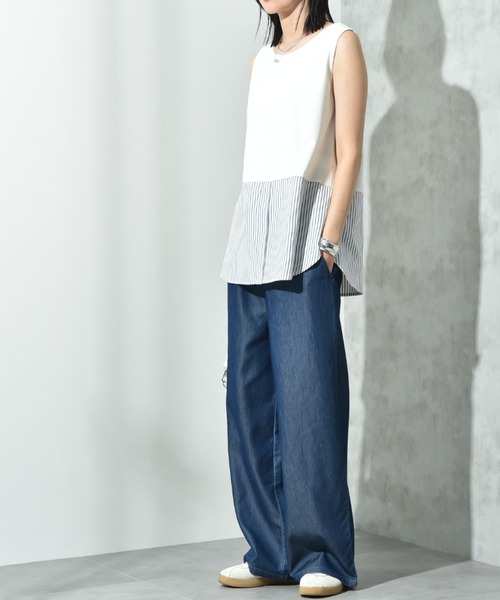 INTERPLANET(インタープラネット)の「ライトデニムワイドパンツ(デニムパンツ・レディース・ネイビー/ブラック/サックスブルー/ブルー・FREE)」の21枚目の写真