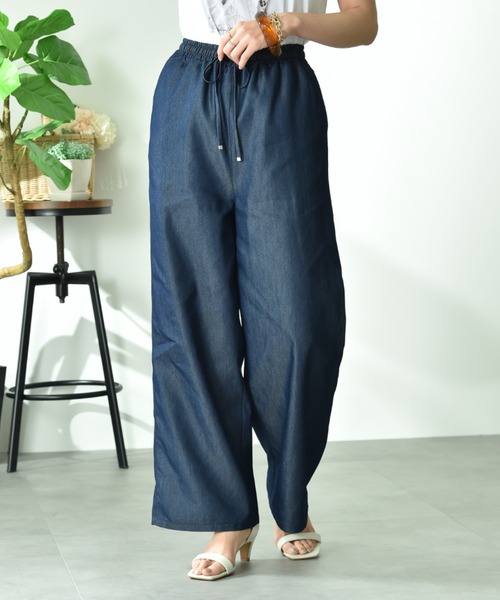 INTERPLANET（インタープラネット）の「ライトデニムワイドパンツ（デニムパンツ・レディース・ネイビー/ブラック/サックスブルー/ブルー・FREE）」の22枚目の写真