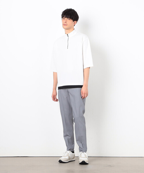 COMME CA ISM(コムサイズム)の「七分袖 フェイクレイヤード ハーフジップTシャツ(Tシャツ/カットソー・メンズ・ブラック/ホワイト・MEDIUM/LARGE/X-LARGE)」の3枚目の写真
