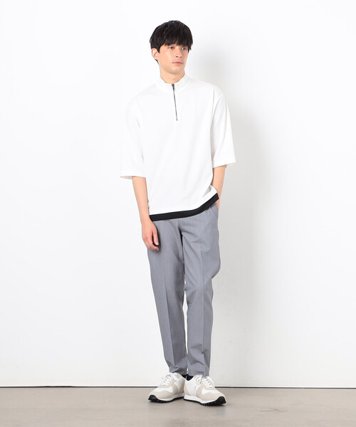 COMME CA ISM(コムサイズム)の「七分袖 フェイクレイヤード ハーフジップTシャツ(Tシャツ/カットソー・メンズ・ブラック/ホワイト・MEDIUM/LARGE/X-LARGE)」の4枚目の写真