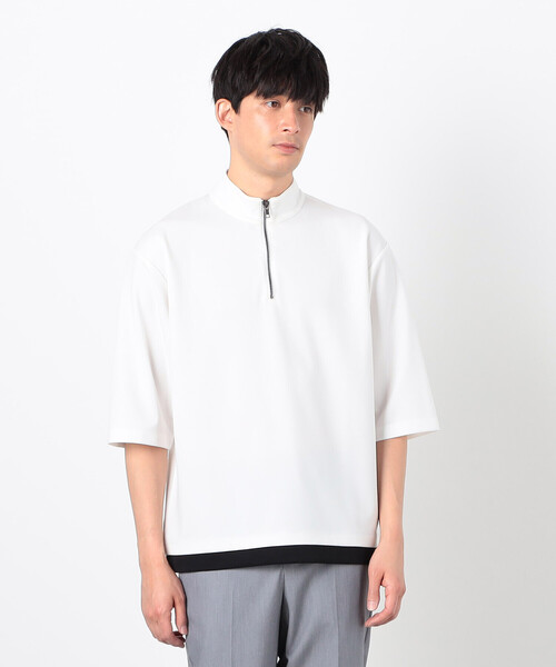 COMME CA ISM(コムサイズム)の「七分袖 フェイクレイヤード ハーフジップTシャツ(Tシャツ/カットソー・メンズ・ブラック/ホワイト・MEDIUM/LARGE/X-LARGE)」の5枚目の写真
