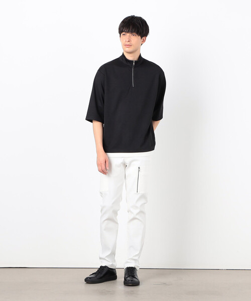 COMME CA ISM(コムサイズム)の「七分袖 フェイクレイヤード ハーフジップTシャツ(Tシャツ/カットソー・メンズ・ブラック/ホワイト・MEDIUM/LARGE/X-LARGE)」の6枚目の写真