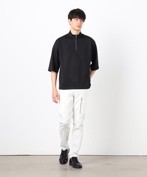 COMME CA ISM(コムサイズム)の「七分袖 フェイクレイヤード ハーフジップTシャツ(Tシャツ/カットソー・メンズ・ブラック/ホワイト・MEDIUM/LARGE/X-LARGE)」の7枚目の写真
