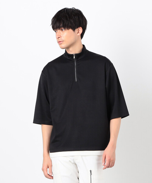 COMME CA ISM(コムサイズム)の「七分袖 フェイクレイヤード ハーフジップTシャツ(Tシャツ/カットソー・メンズ・ブラック/ホワイト・MEDIUM/LARGE/X-LARGE)」の8枚目の写真