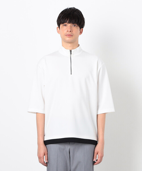 COMME CA ISM(コムサイズム)の「七分袖 フェイクレイヤード ハーフジップTシャツ(Tシャツ/カットソー・メンズ・ブラック/ホワイト・MEDIUM/LARGE/X-LARGE)」の9枚目の写真