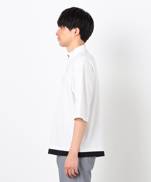 COMME CA ISM(コムサイズム)の「七分袖 フェイクレイヤード ハーフジップTシャツ(Tシャツ/カットソー・メンズ・ブラック/ホワイト・MEDIUM/LARGE/X-LARGE)」の10枚目の写真