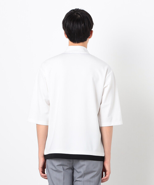 COMME CA ISM(コムサイズム)の「七分袖 フェイクレイヤード ハーフジップTシャツ(Tシャツ/カットソー・メンズ・ブラック/ホワイト・MEDIUM/LARGE/X-LARGE)」の11枚目の写真