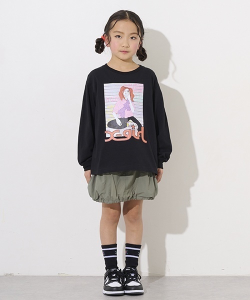 X-girl Stages（エックスガールステージス）の「ガールイラスト長袖Tシャツ（Tシャツ/カットソー・キッズ・オフホワイト/ブラック/グリーン系その他・110cm/100cm/90cm/80ｃｍ/140cm/130cm/120cm）」の7枚目の写真