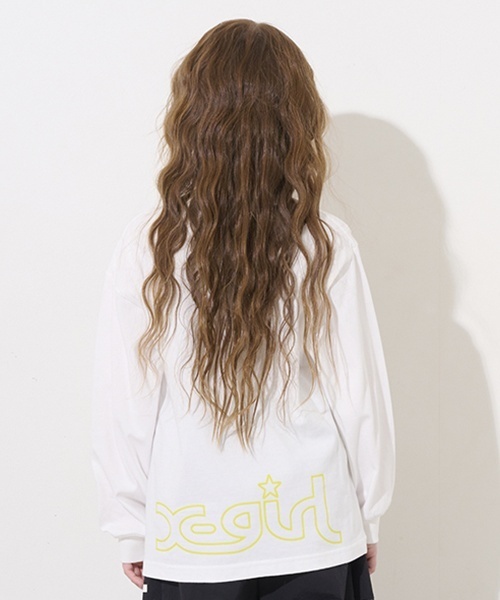 X-girl Stages（エックスガールステージス）の「ガールイラスト長袖Tシャツ（Tシャツ/カットソー・キッズ・オフホワイト/ブラック/グリーン系その他・110cm/100cm/90cm/80ｃｍ/140cm/130cm/120cm）」の8枚目の写真