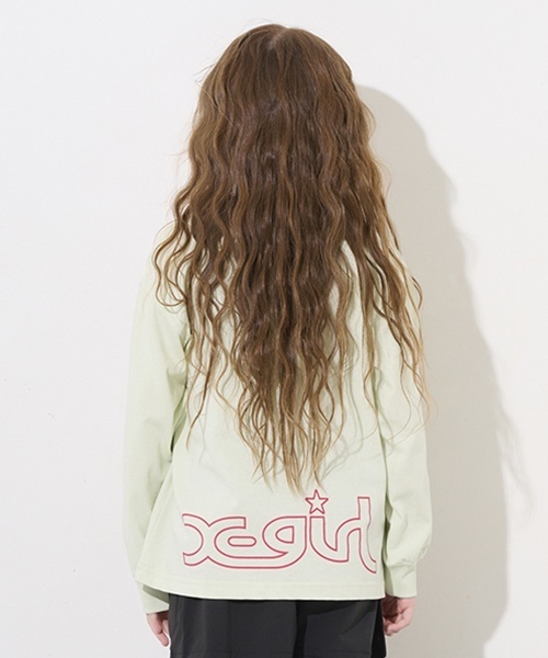 X-girl Stages（エックスガールステージス）の「ガールイラスト長袖Tシャツ（Tシャツ/カットソー・キッズ・オフホワイト/ブラック/グリーン系その他・110cm/100cm/90cm/80ｃｍ/140cm/130cm/120cm）」の11枚目の写真