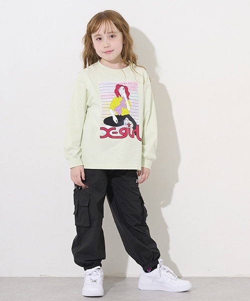 X-girl Stages（エックスガールステージス）の「ガールイラスト長袖Tシャツ（Tシャツ/カットソー・キッズ・オフホワイト/ブラック/グリーン系その他・110cm/100cm/90cm/80ｃｍ/140cm/130cm/120cm）」の14枚目の写真