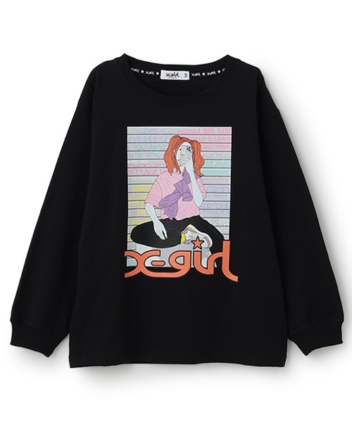 X-girl Stages（エックスガールステージス）の「ガールイラスト長袖Tシャツ（Tシャツ/カットソー・キッズ・オフホワイト/ブラック/グリーン系その他・110cm/100cm/90cm/80ｃｍ/140cm/130cm/120cm）」の15枚目の写真