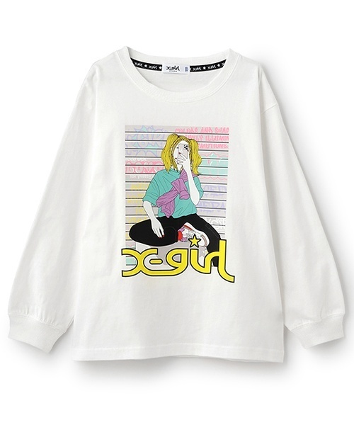 X-girl Stages（エックスガールステージス）の「ガールイラスト長袖Tシャツ（Tシャツ/カットソー・キッズ・オフホワイト/ブラック/グリーン系その他・110cm/100cm/90cm/80ｃｍ/140cm/130cm/120cm）」の16枚目の写真