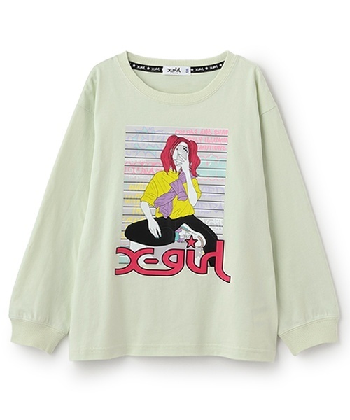 X-girl Stages（エックスガールステージス）の「ガールイラスト長袖Tシャツ（Tシャツ/カットソー・キッズ・オフホワイト/ブラック/グリーン系その他・110cm/100cm/90cm/80ｃｍ/140cm/130cm/120cm）」の17枚目の写真