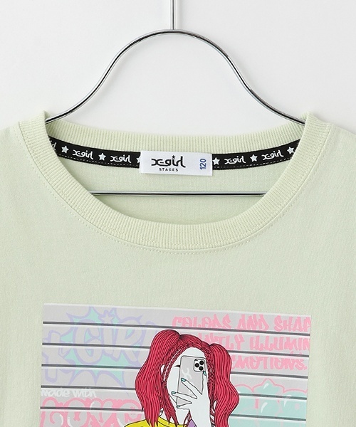 X-girl Stages（エックスガールステージス）の「ガールイラスト長袖Tシャツ（Tシャツ/カットソー・キッズ・オフホワイト/ブラック/グリーン系その他・110cm/100cm/90cm/80ｃｍ/140cm/130cm/120cm）」の19枚目の写真