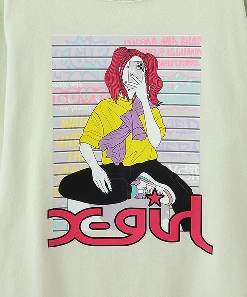 X-girl Stages（エックスガールステージス）の「ガールイラスト長袖Tシャツ（Tシャツ/カットソー・キッズ・オフホワイト/ブラック/グリーン系その他・110cm/100cm/90cm/80ｃｍ/140cm/130cm/120cm）」の20枚目の写真