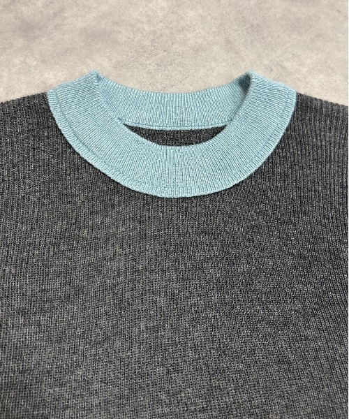 ad thie(アドティエ)の「バイカラー クルーネック ニットトップス(Tシャツ/カットソー・レディース・グレー/ブラック/アイボリー/ブラウン・FREE)」の7枚目の写真