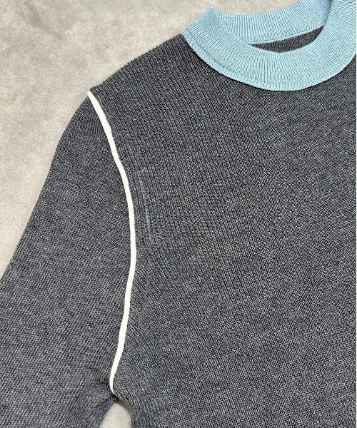 ad thie(アドティエ)の「バイカラー クルーネック ニットトップス(Tシャツ/カットソー・レディース・グレー/ブラック/アイボリー/ブラウン・FREE)」の8枚目の写真