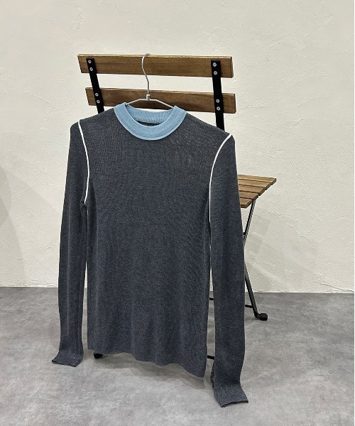 ad thie(アドティエ)の「バイカラー クルーネック ニットトップス(Tシャツ/カットソー・レディース・グレー/ブラック/アイボリー/ブラウン・FREE)」の13枚目の写真