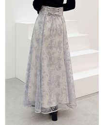 MERCURYDUO | ラインフラワーバックレースアップ刺繍スカート(スカート)