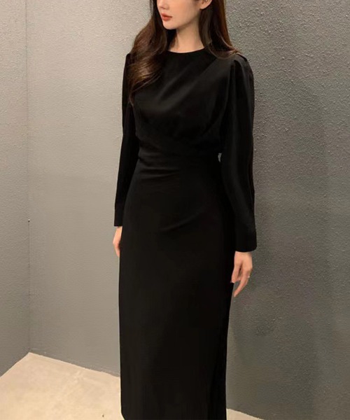 Jasmine Grandiflorum(ジャスミングランディフローラム)の「【Jasmine】アシンメトリーロングワンピース(ワンピース・レディース・ベージュ/ブラック/ライトグリーン・FREE)」の4枚目の写真