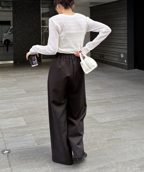 CAPRICIEUX LE'MAGE(カプリシューレマージュ)の「レースVプルオーバー(ニット/セーター・レディース・ブラック/オフホワイト・FREE)」の9枚目の写真