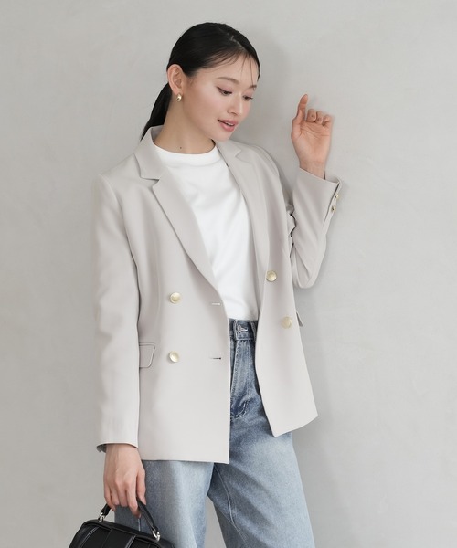 TRUDEA(トルディア)の「ダブルブレストジャケット(テーラードジャケット・レディース・グレイッシュベージュ/ブラック/ネイビー・SMALL/MEDIUM/LARGE)」の16枚目の写真