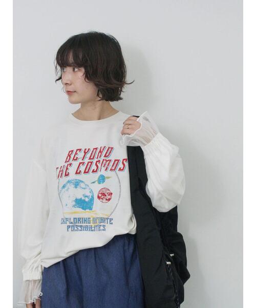 Samansa Mos2 blue（サマンサモスモスブルー）の「袖チュールミニ裏毛プルオーバー（Tシャツ/カットソー・レディース・ブラック/グレー/オフホワイト・F）」の8枚目の写真