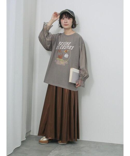 Samansa Mos2 blue（サマンサモスモスブルー）の「袖チュールミニ裏毛プルオーバー（Tシャツ/カットソー・レディース・ブラック/グレー/オフホワイト・F）」の18枚目の写真