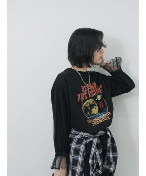 Samansa Mos2 blue（サマンサモスモスブルー）の「袖チュールミニ裏毛プルオーバー（Tシャツ/カットソー・レディース・ブラック/グレー/オフホワイト・F）」の19枚目の写真