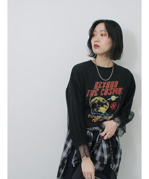 Samansa Mos2 blue（サマンサモスモスブルー）の「袖チュールミニ裏毛プルオーバー（Tシャツ/カットソー・レディース・ブラック/グレー/オフホワイト・F）」の20枚目の写真