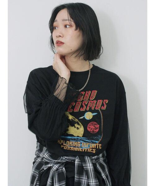 Samansa Mos2 blue（サマンサモスモスブルー）の「袖チュールミニ裏毛プルオーバー（Tシャツ/カットソー・レディース・ブラック/グレー/オフホワイト・F）」の22枚目の写真