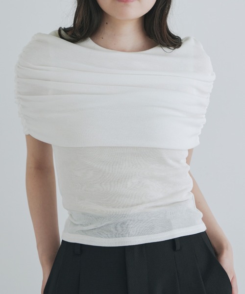 kiehtova(キエトヴァ)の「【kiehtova】SHEER COVER TOPS/シアーカバー ショート スリーブティー(Tシャツ/カットソー・レディース・ブラック/ホワイト・FREE)」の1枚目の写真