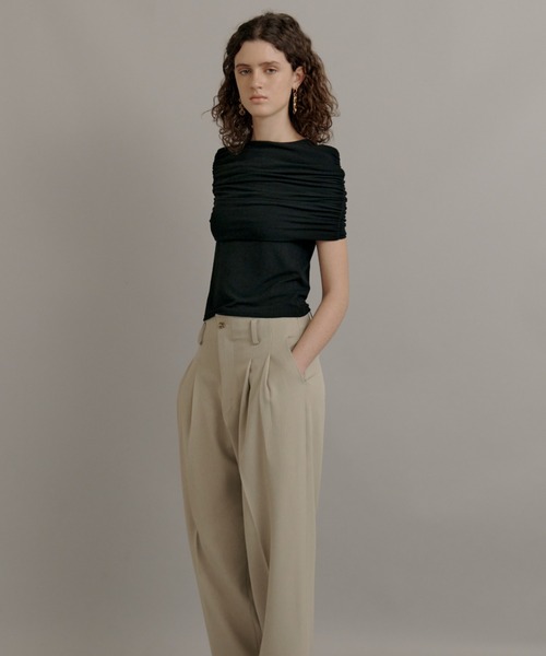 kiehtova(キエトヴァ)の「【kiehtova】SHEER COVER TOPS/シアーカバー ショート スリーブティー(Tシャツ/カットソー・レディース・ブラック/ホワイト・FREE)」の4枚目の写真