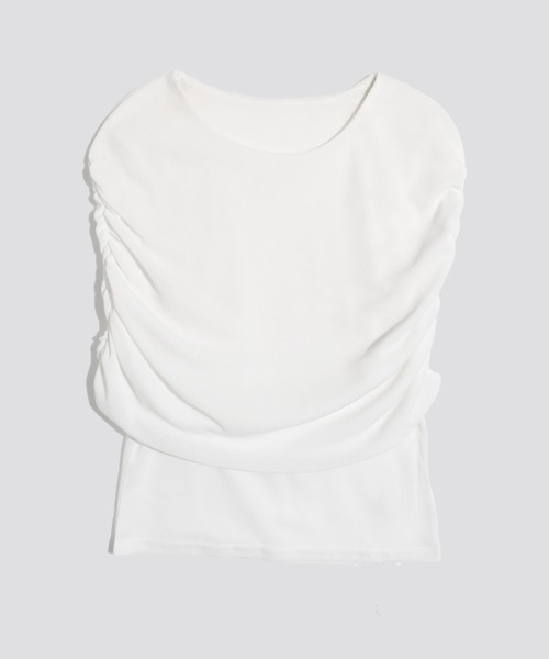 kiehtova(キエトヴァ)の「【kiehtova】SHEER COVER TOPS/シアーカバー ショート スリーブティー(Tシャツ/カットソー・レディース・ブラック/ホワイト・FREE)」の9枚目の写真