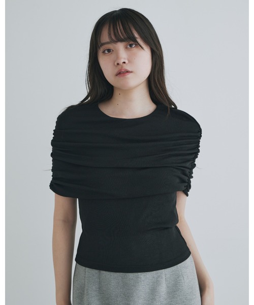 kiehtova(キエトヴァ)の「【kiehtova】SHEER COVER TOPS/シアーカバー ショート スリーブティー(Tシャツ/カットソー・レディース・ブラック/ホワイト・FREE)」の15枚目の写真