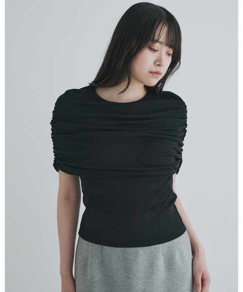 kiehtova(キエトヴァ)の「【kiehtova】SHEER COVER TOPS/シアーカバー ショート スリーブティー(Tシャツ/カットソー・レディース・ブラック/ホワイト・FREE)」の16枚目の写真